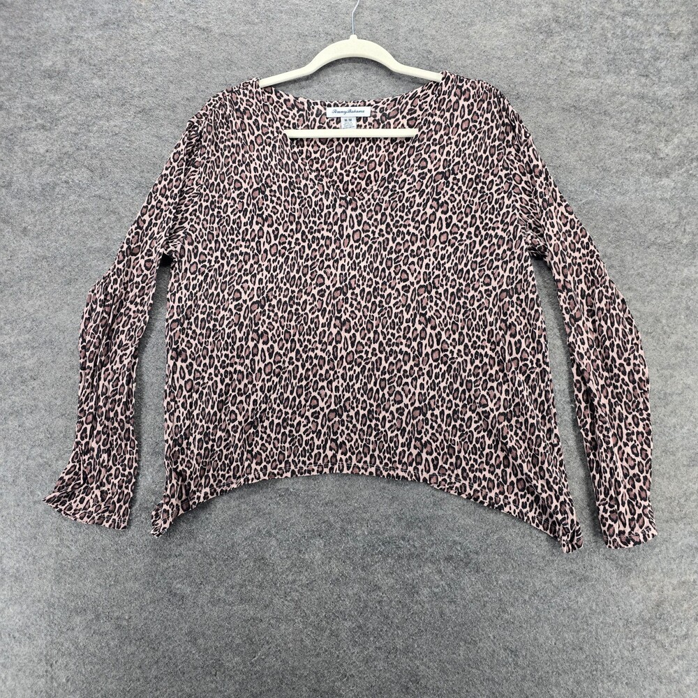 Tommy Bahama Shirt Womens Medium V Neck Long Sleeve Cheetah